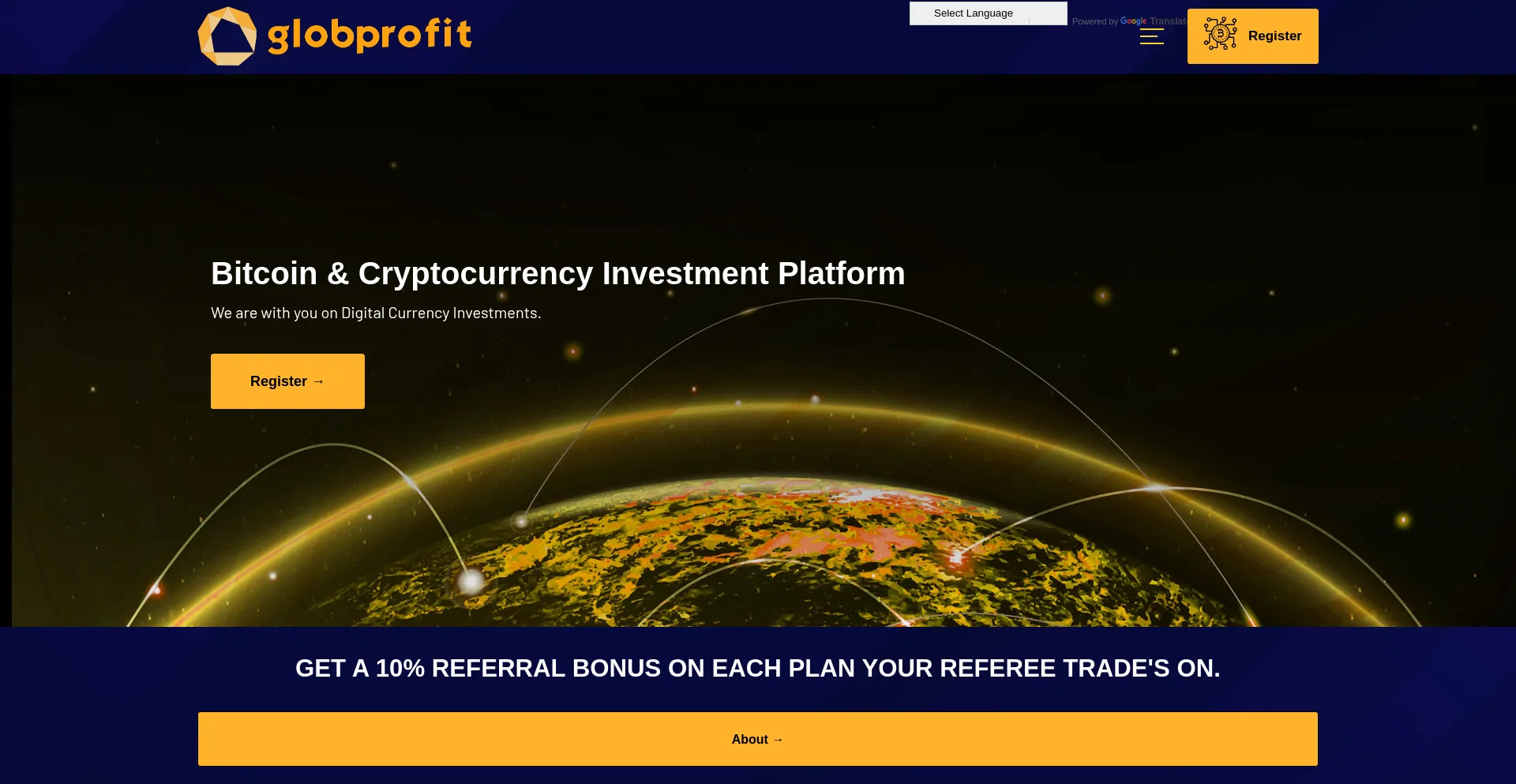 Website screenshot of Globsprofit.com
