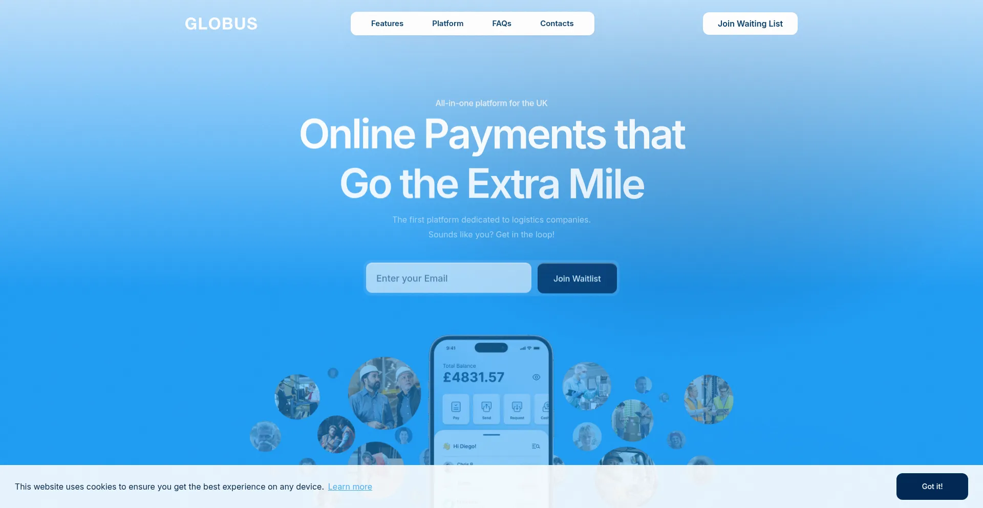 Website screenshot of Globus-payments.com