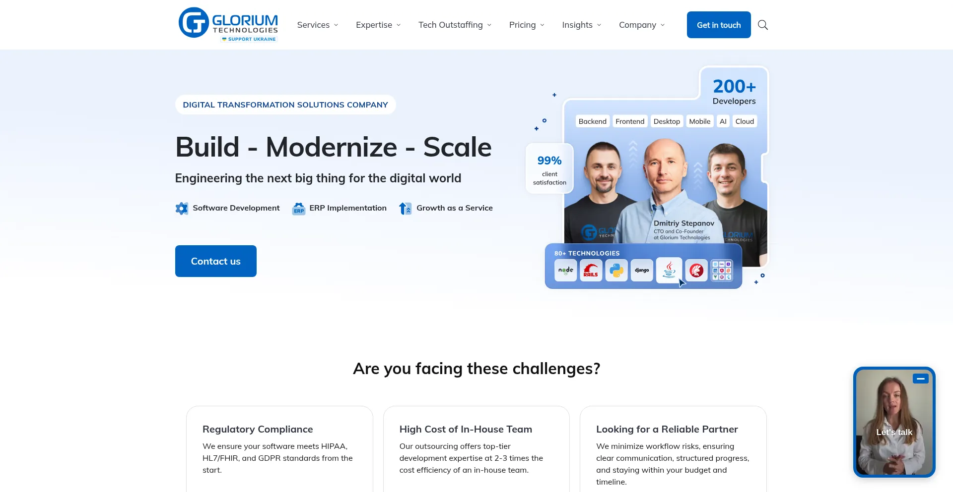 Website screenshot of Gloriumtech.com