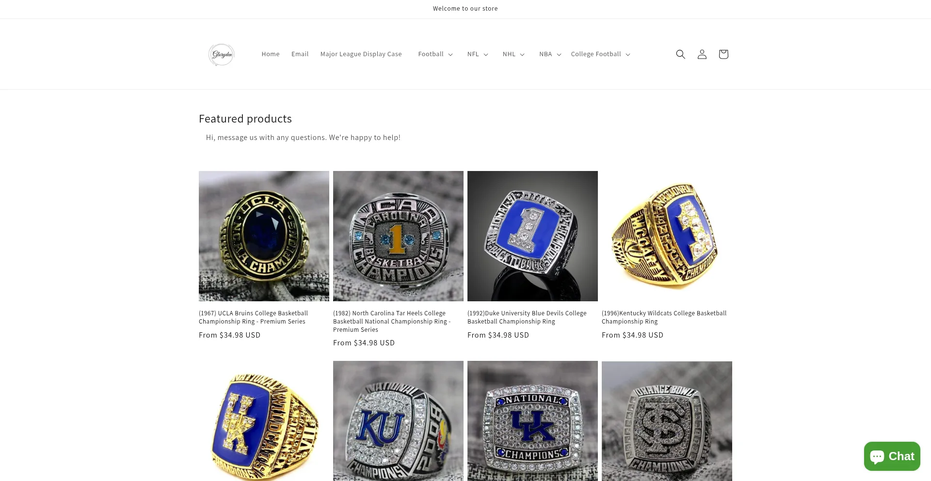 Website screenshot of Gloryden.com