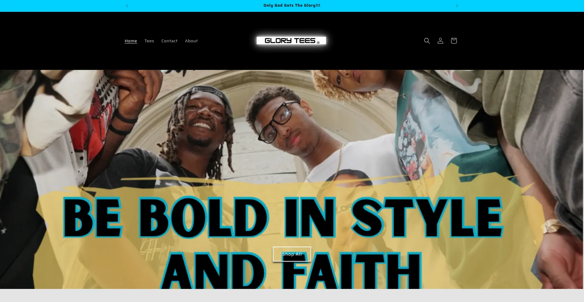 Website screenshot of Gloryteesshop.com