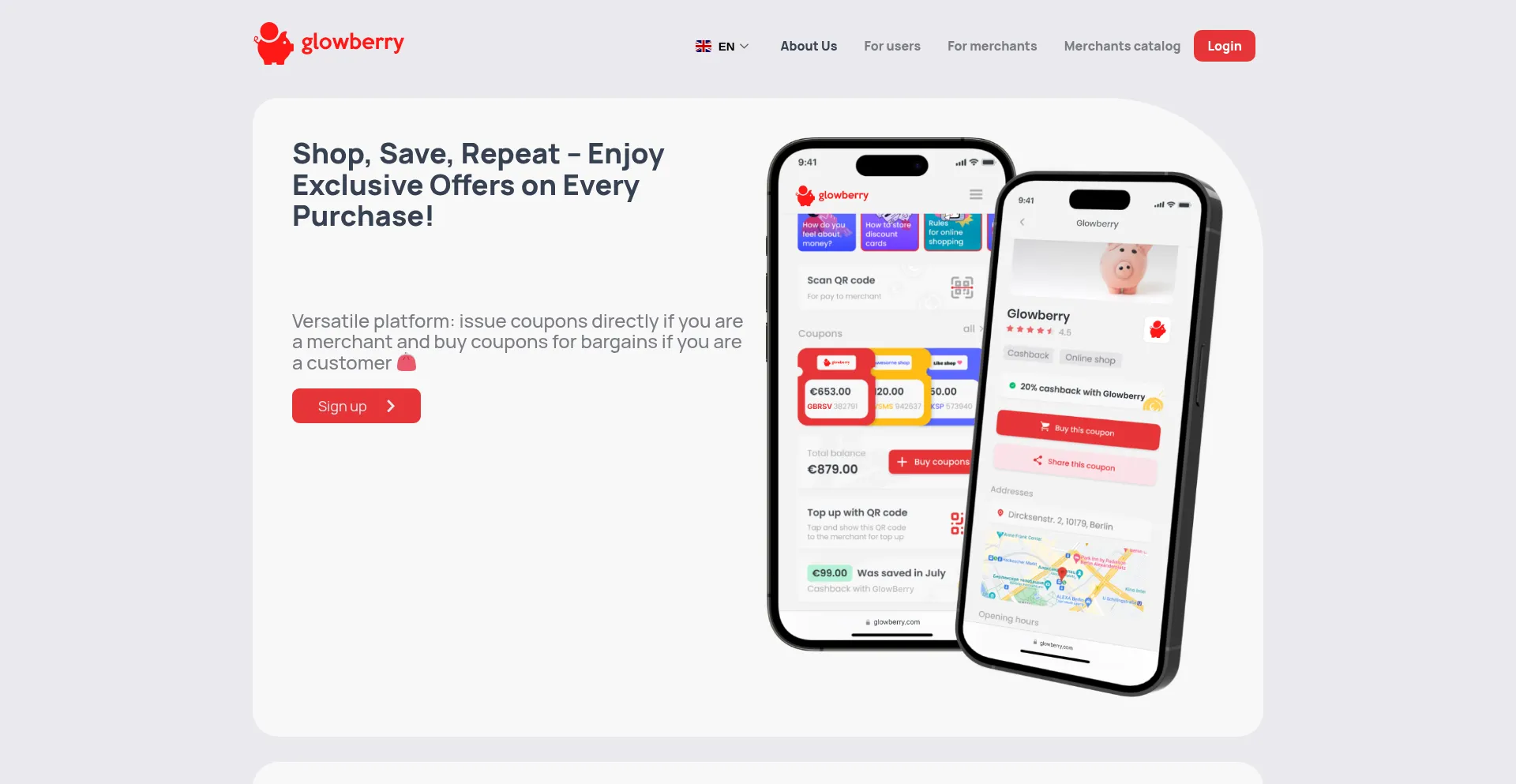 Website screenshot of Glowberry-coupon.com