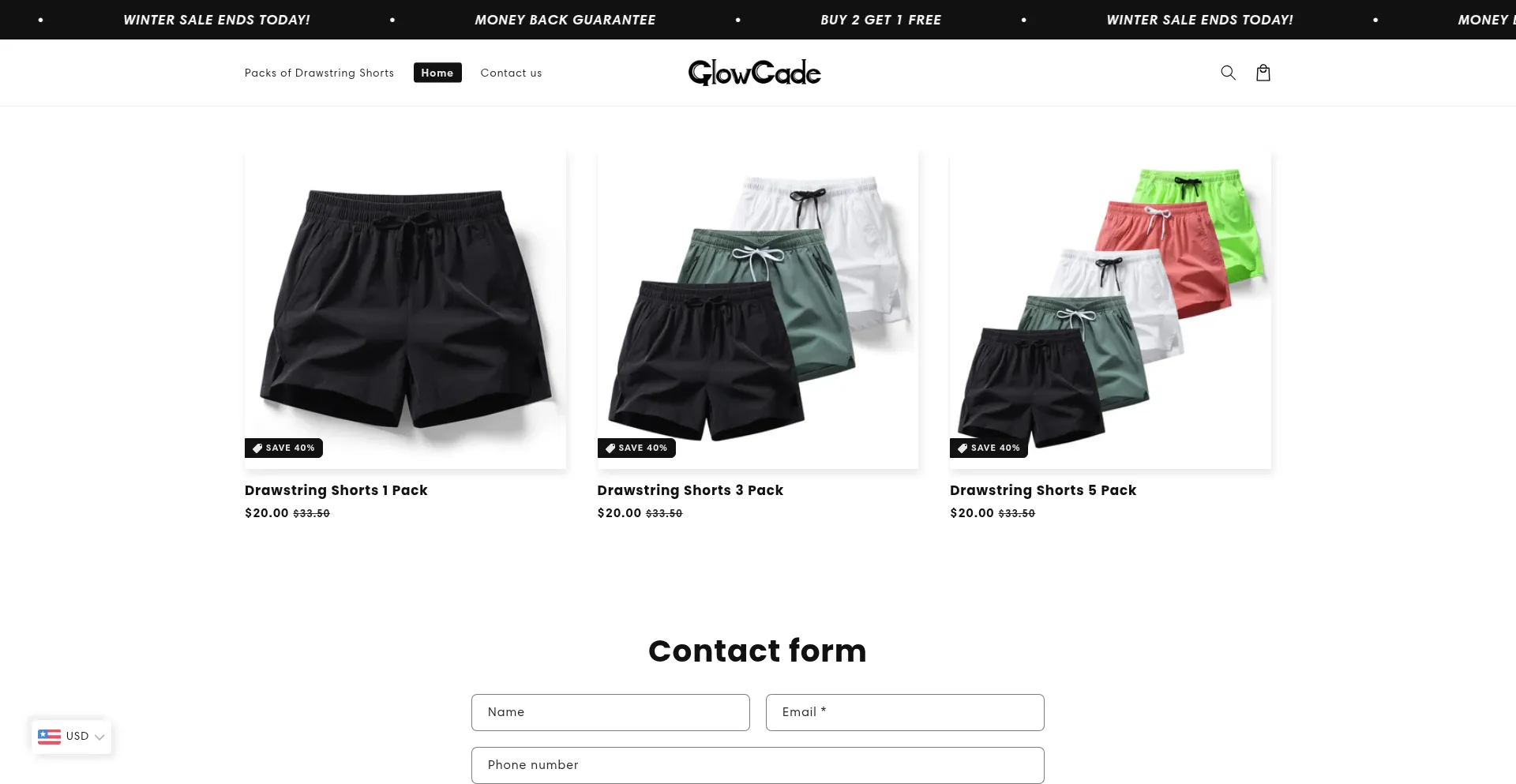 Website screenshot of Glowcade.co