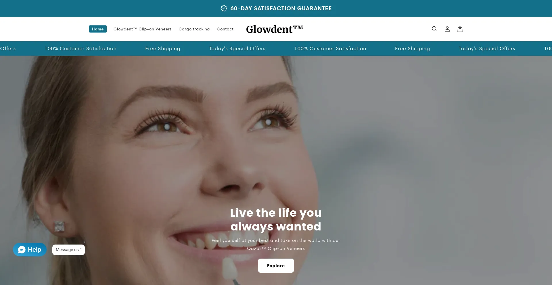 Website screenshot of Glowdentofficial.com