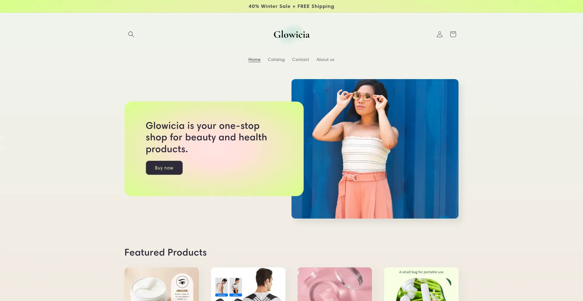 Website screenshot of Glowicia.com