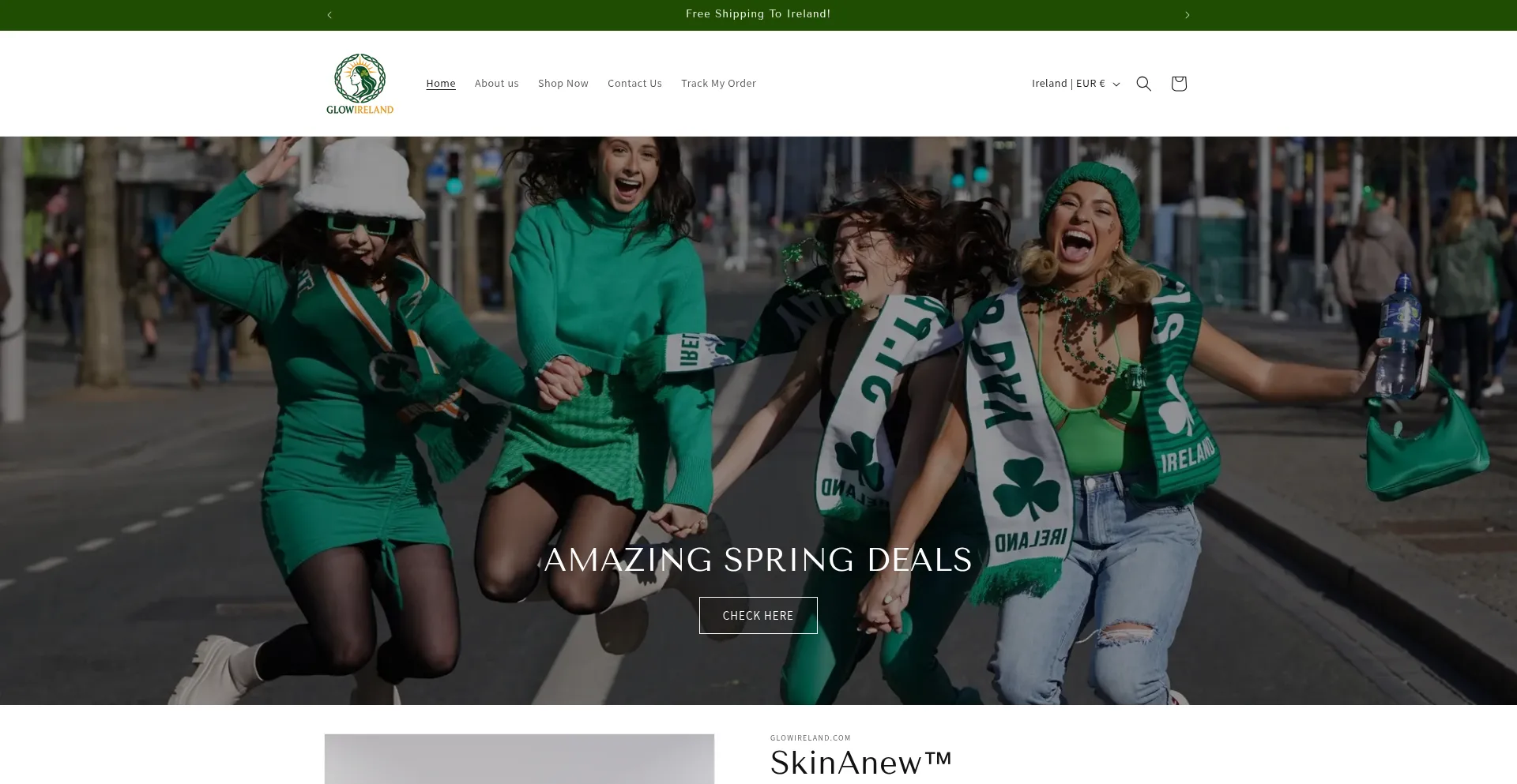 Website screenshot of Glowireland.com