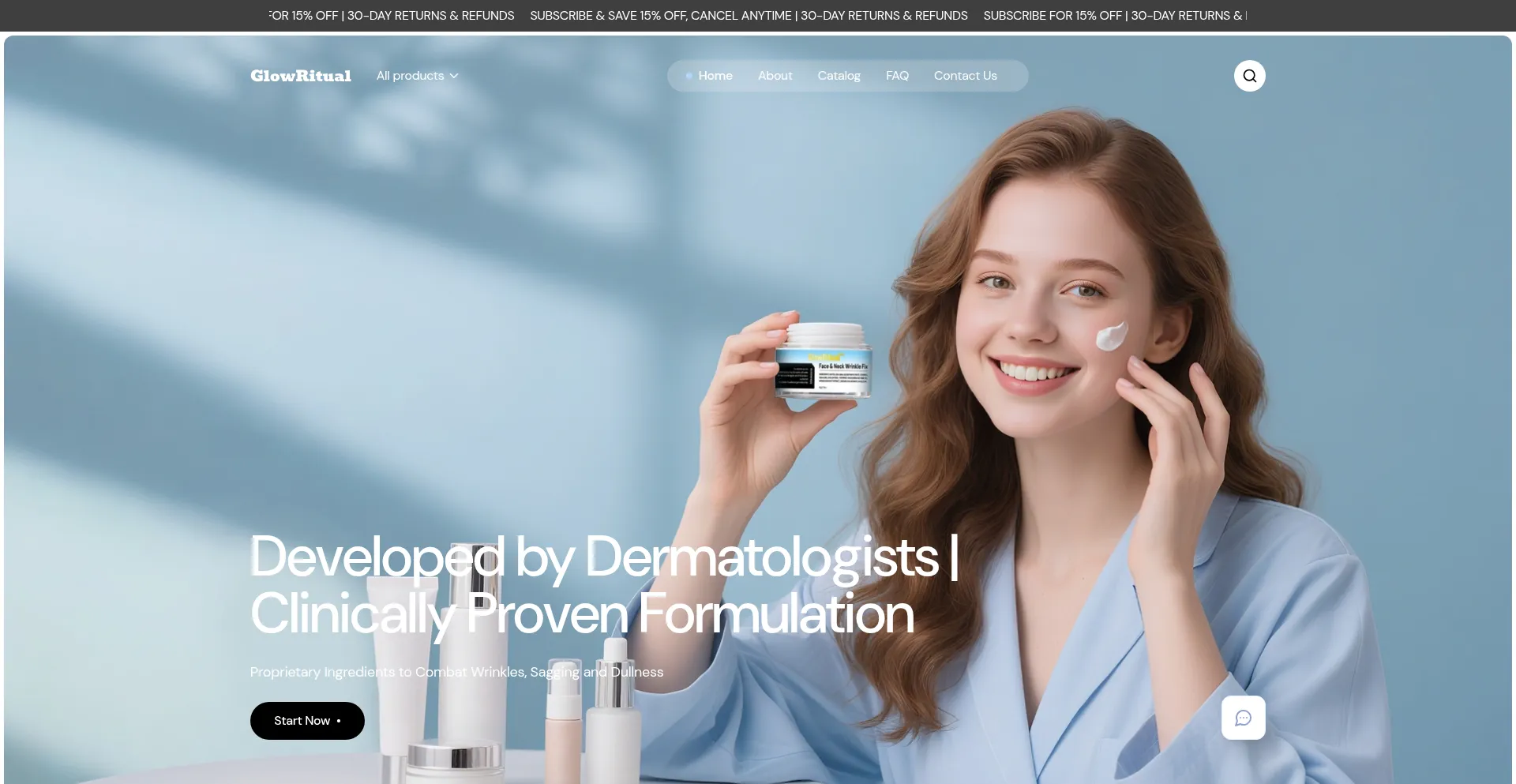 Website screenshot of Glowritual.com