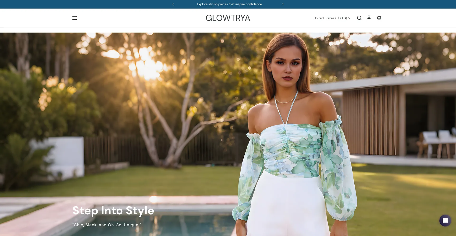 Website screenshot of Glowtrya.com