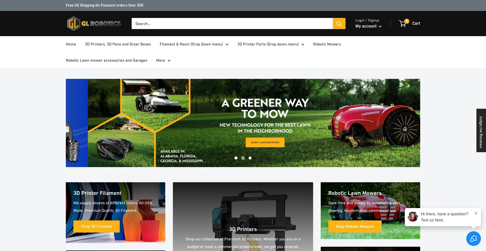 Website screenshot of Glroboticsusa.com