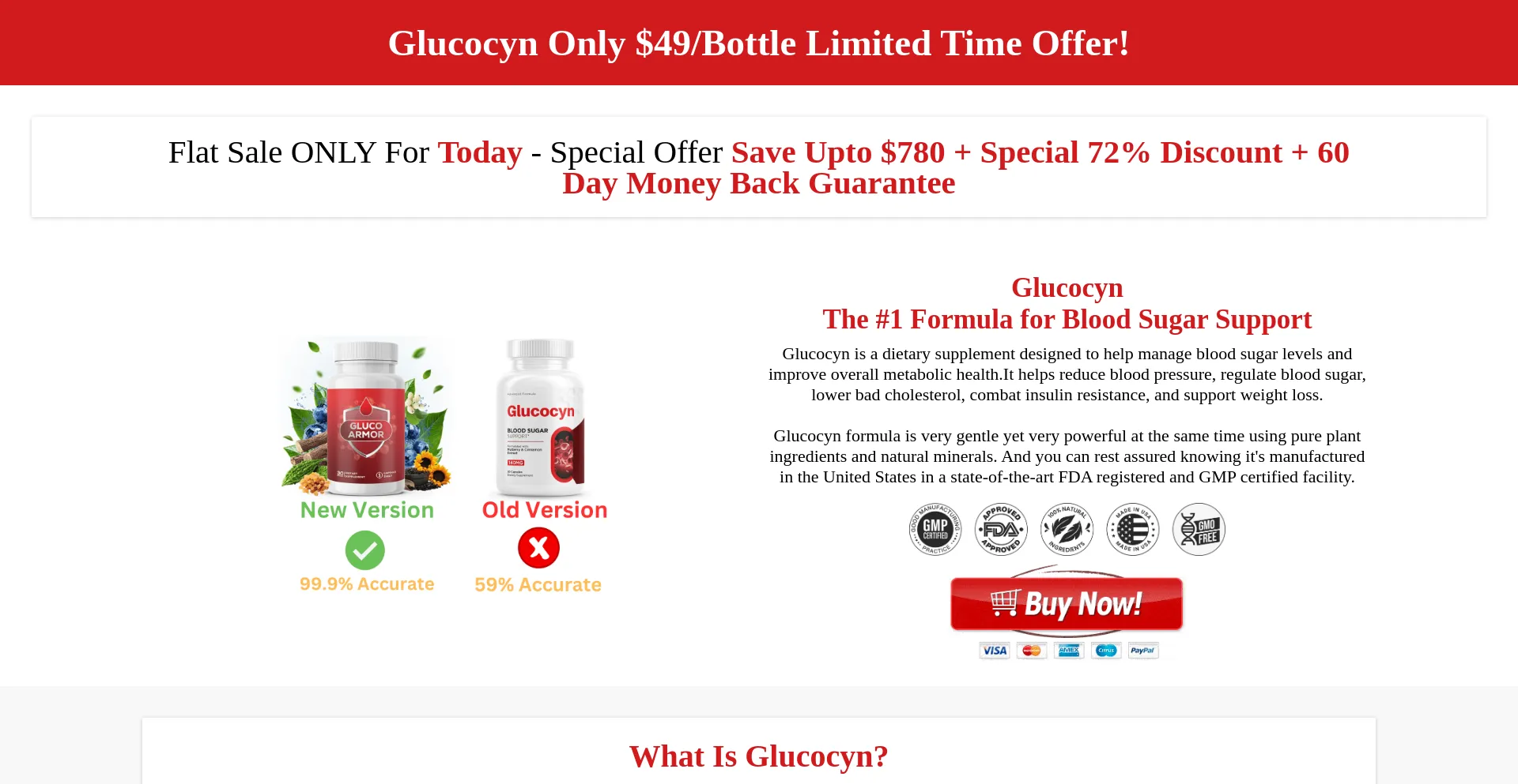 Website screenshot of Glucocyn.com