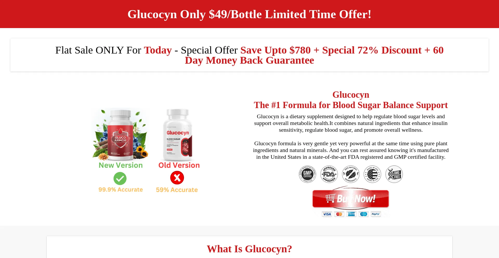 Website screenshot of Glucocyn.org