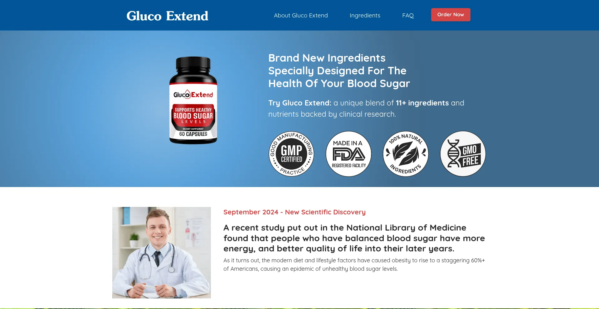 Website screenshot of Glucoextend.com