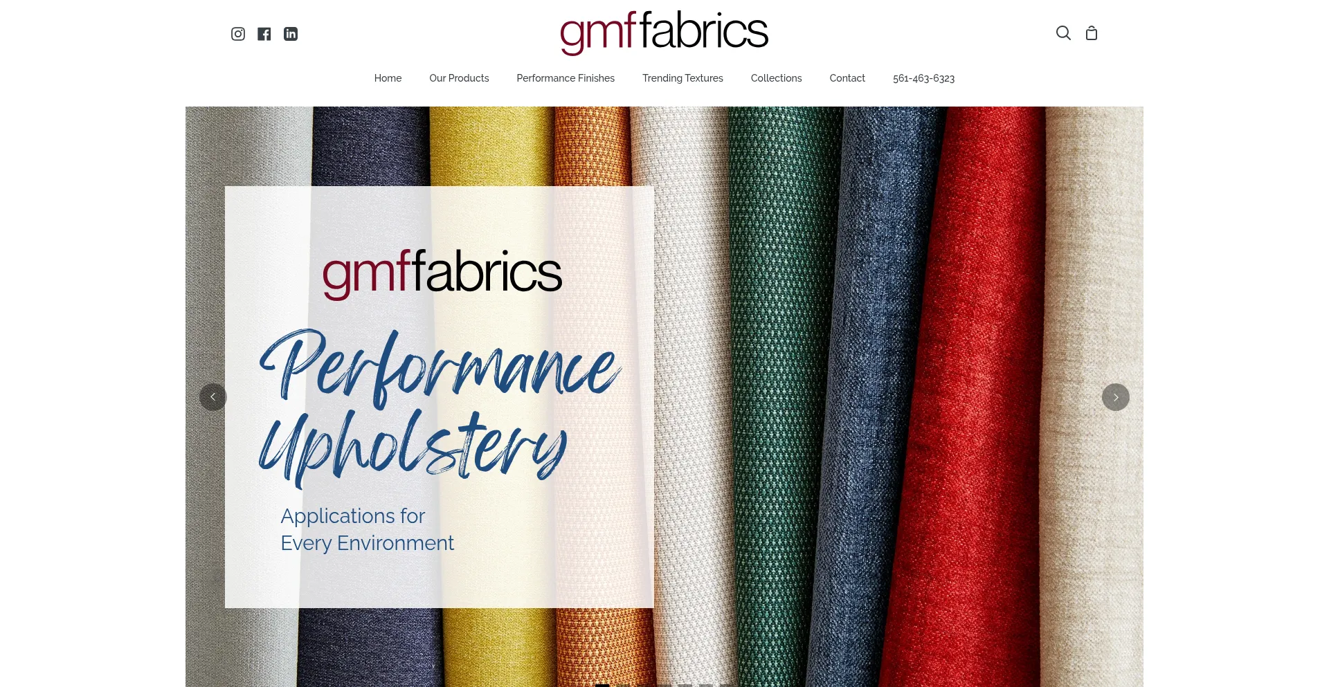Website screenshot of Gmffabrics.com