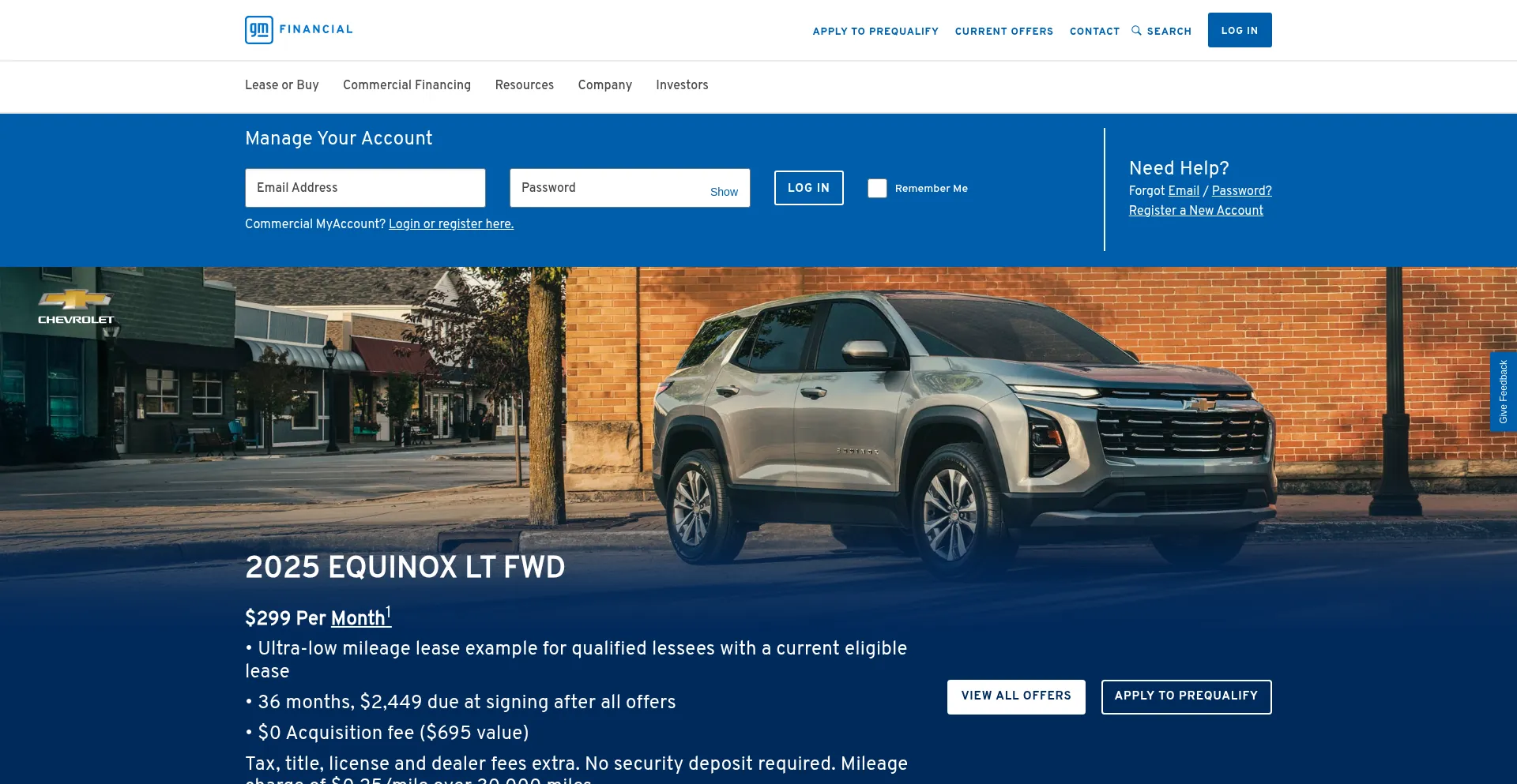 Website screenshot of Gmfinancial.com
