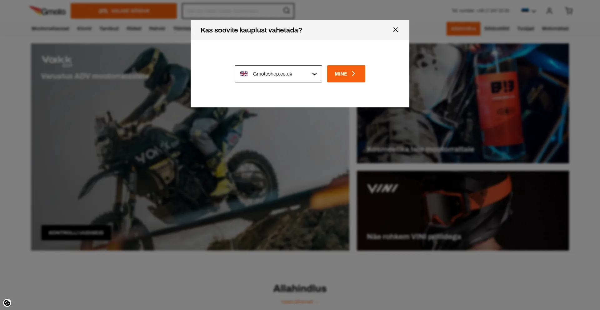 Website screenshot of Gmoto.ee