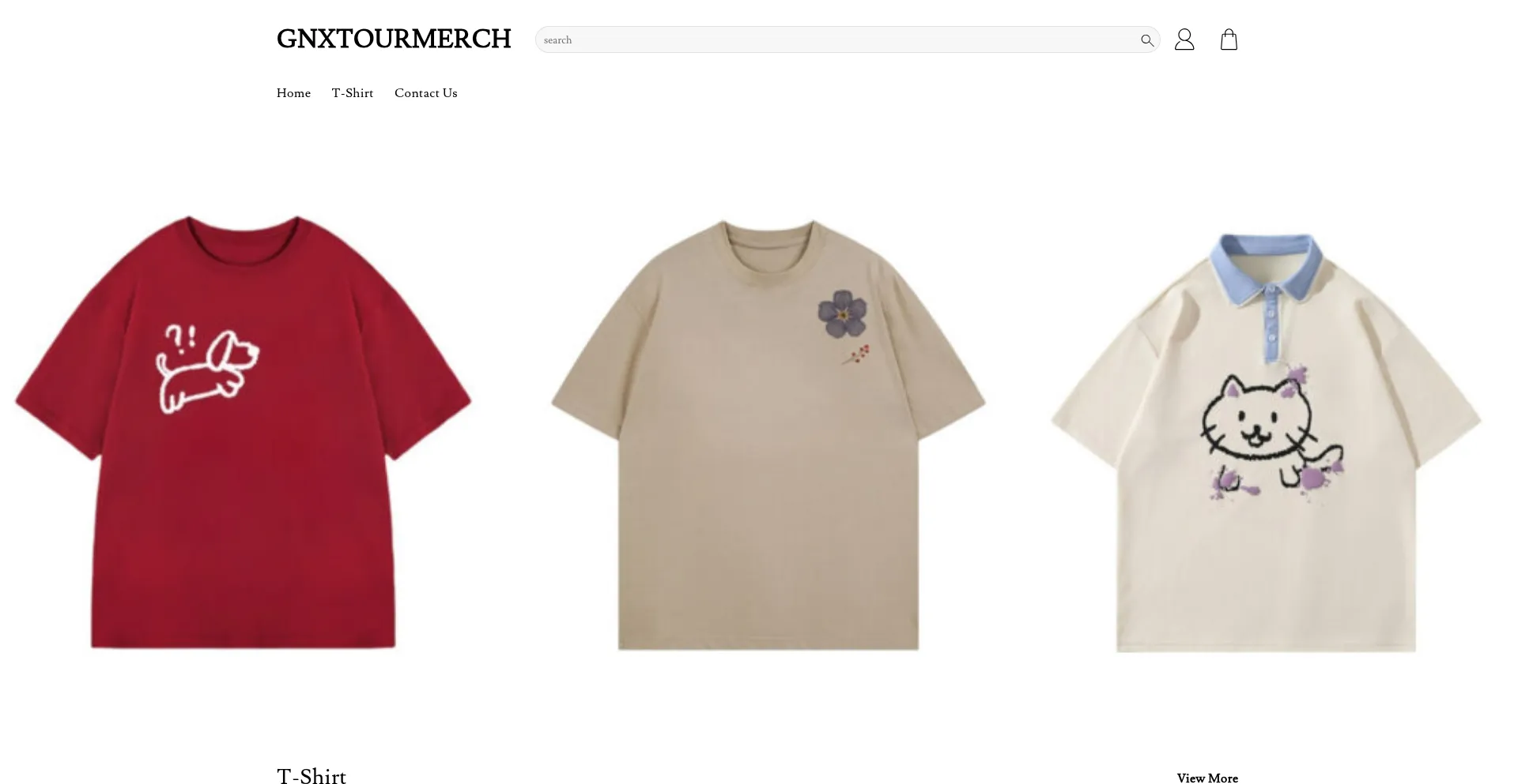 Website screenshot of Gnxtourmerch.shop