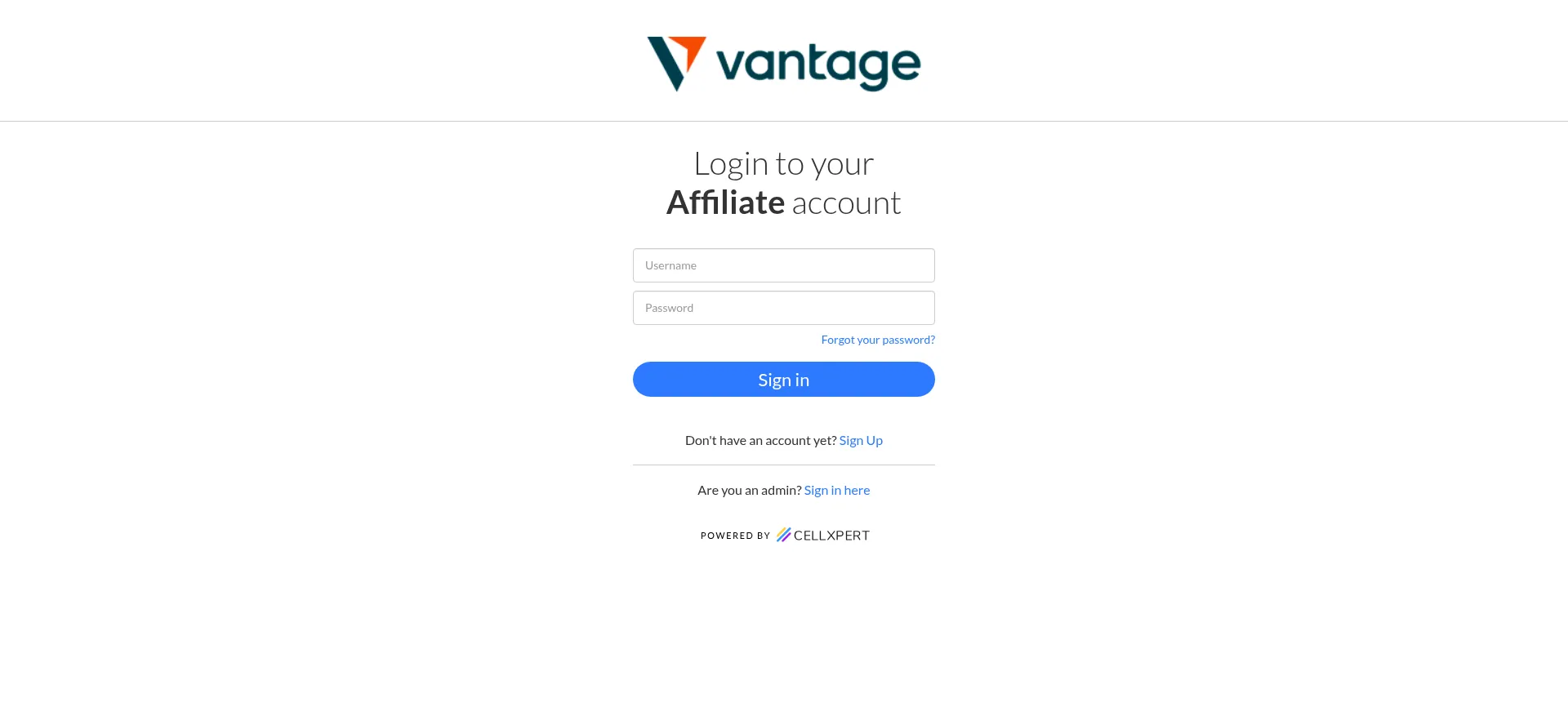 Website screenshot of Go.vantage-markets.com