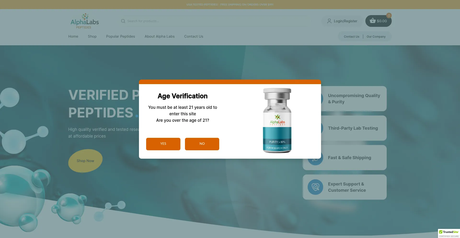 Website screenshot of Goalphalabs.com