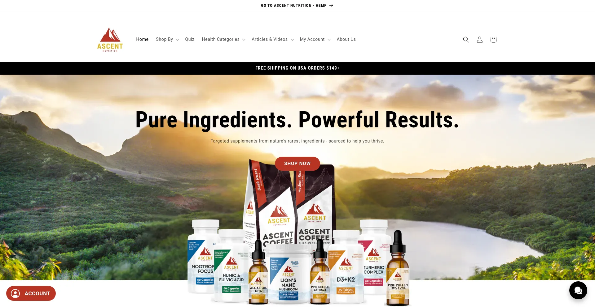 Website screenshot of Goascentnutrition.com
