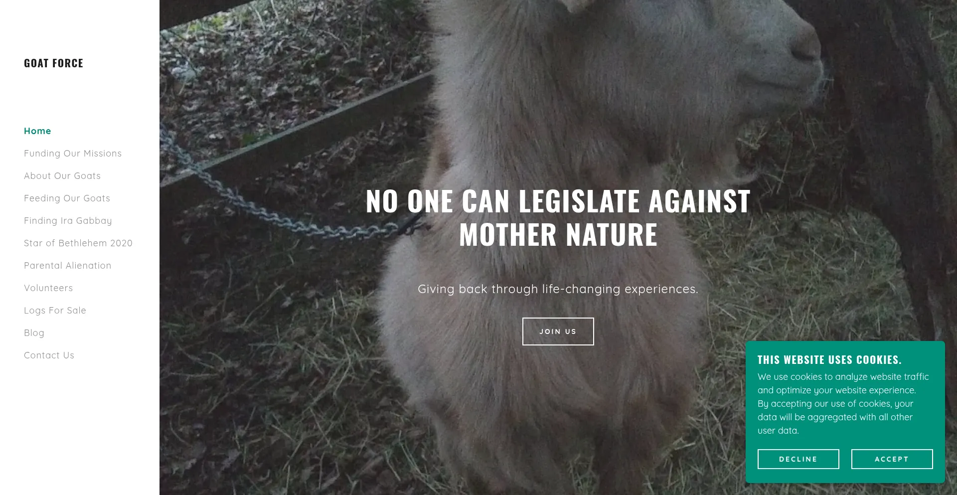 Website screenshot of Goatforce.org