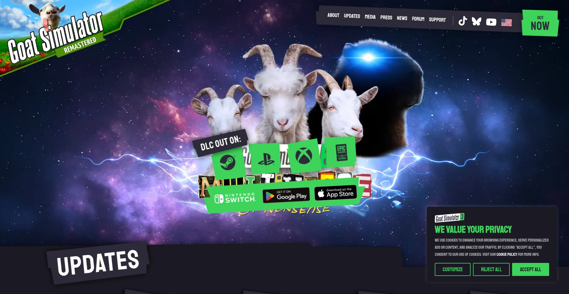 Website screenshot of Goatsimulator3.com