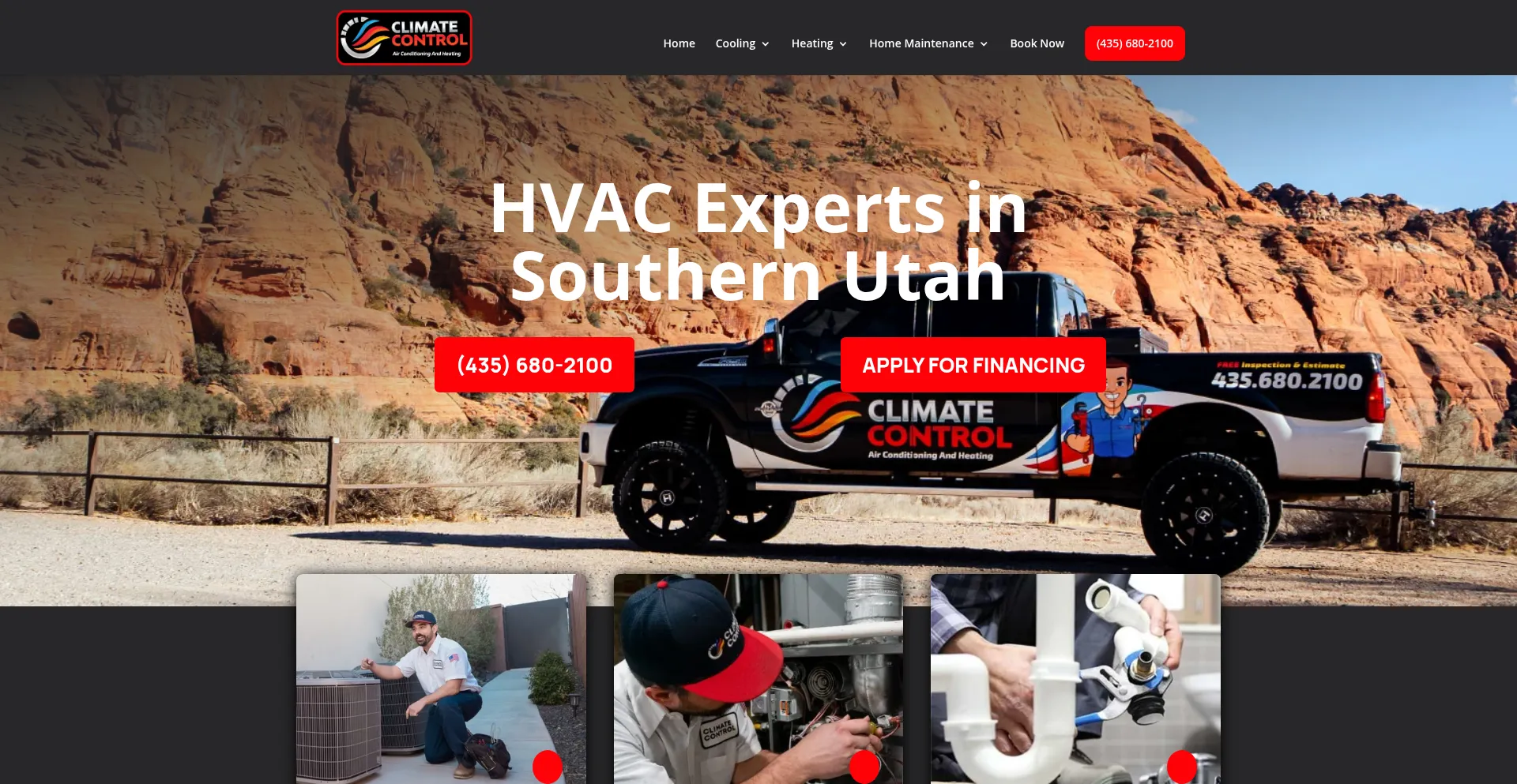 Website screenshot of Goclimatecontrol.com