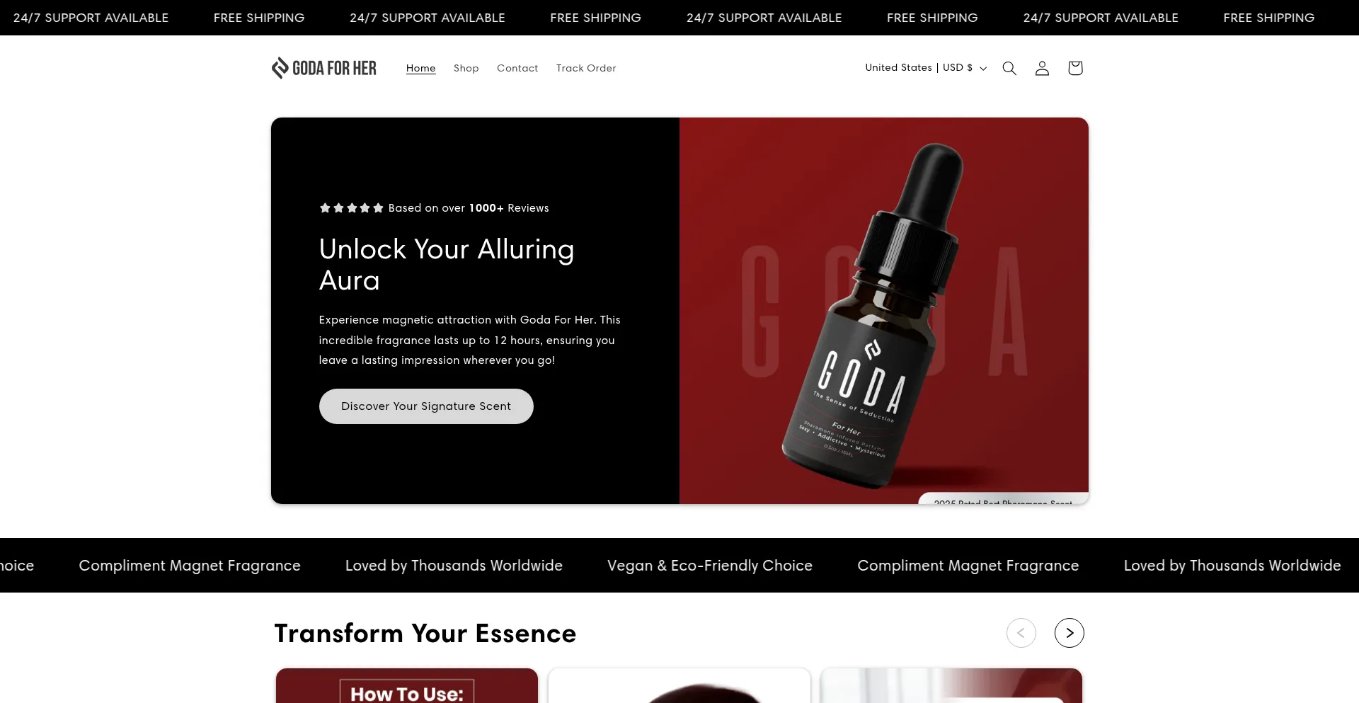 Website screenshot of Godaforher.com