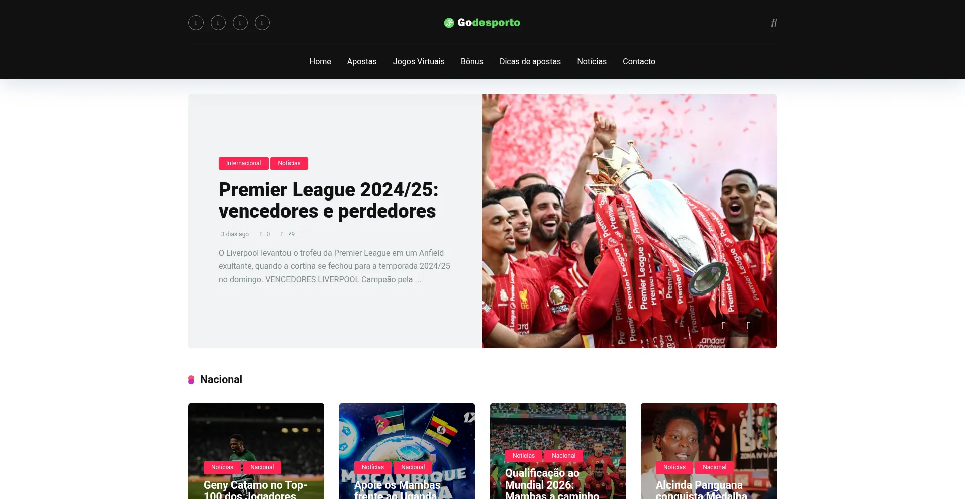 Website screenshot of Godesporto.com
