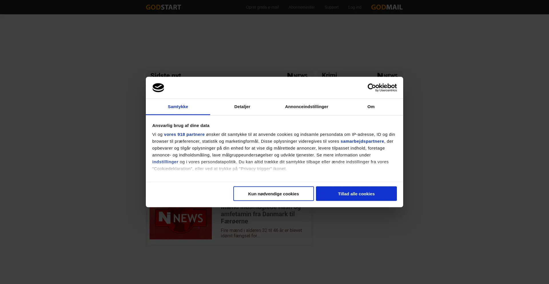 Website screenshot of Godstart.dk