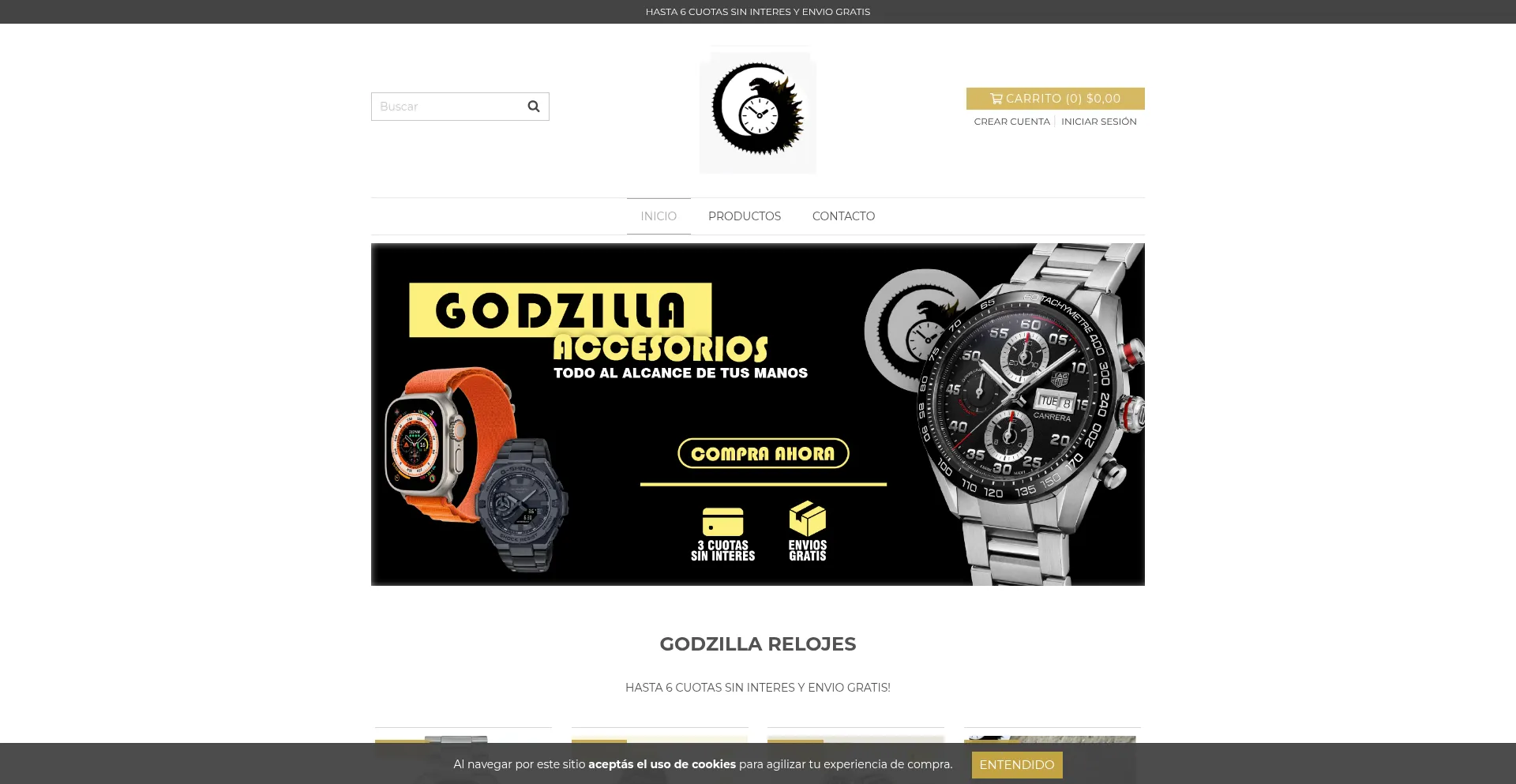 Website screenshot of Godzillatienda.com