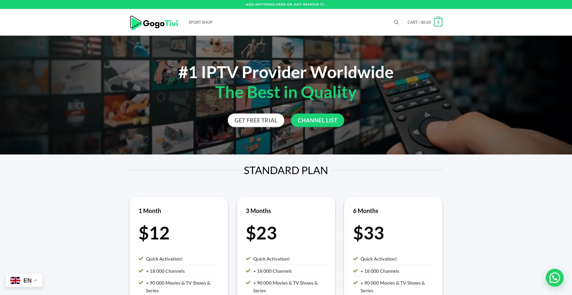Website screenshot of Gogotivi.com