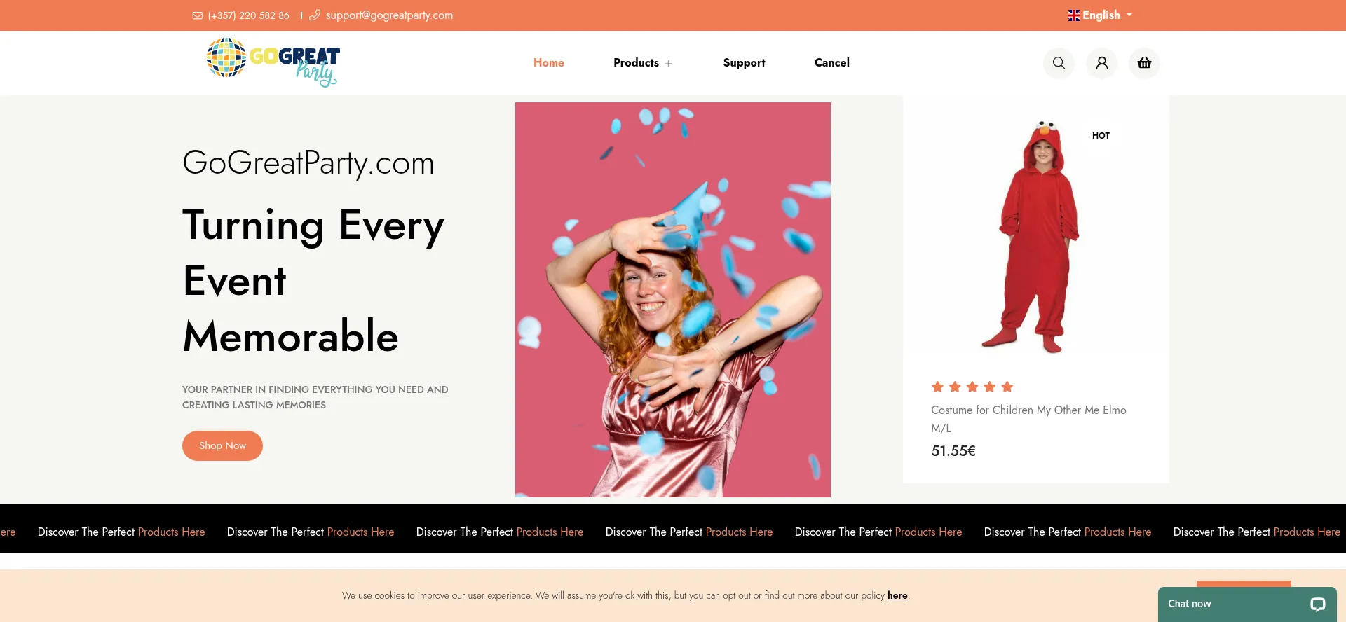 Website screenshot of Gogreatparty.com