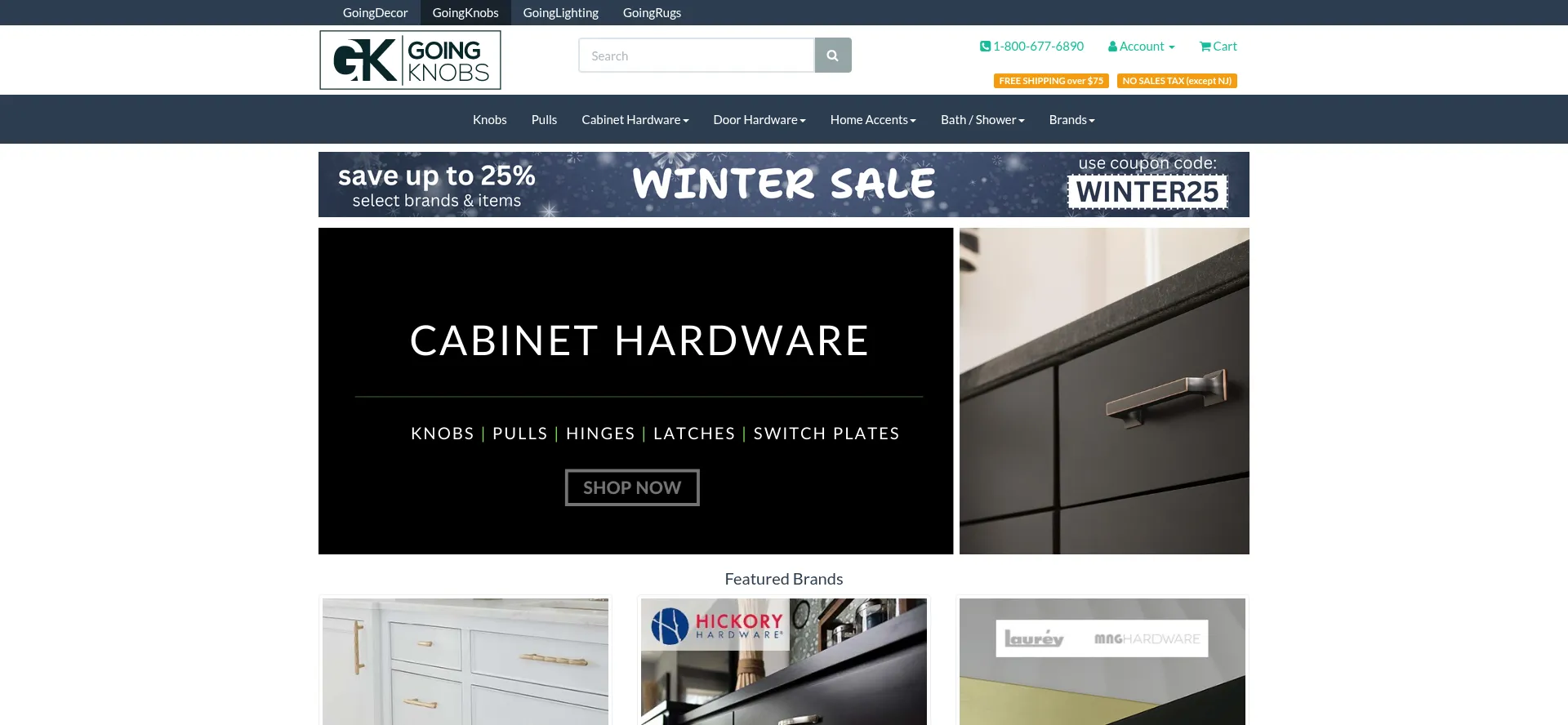 Website screenshot of Goingknobs.com