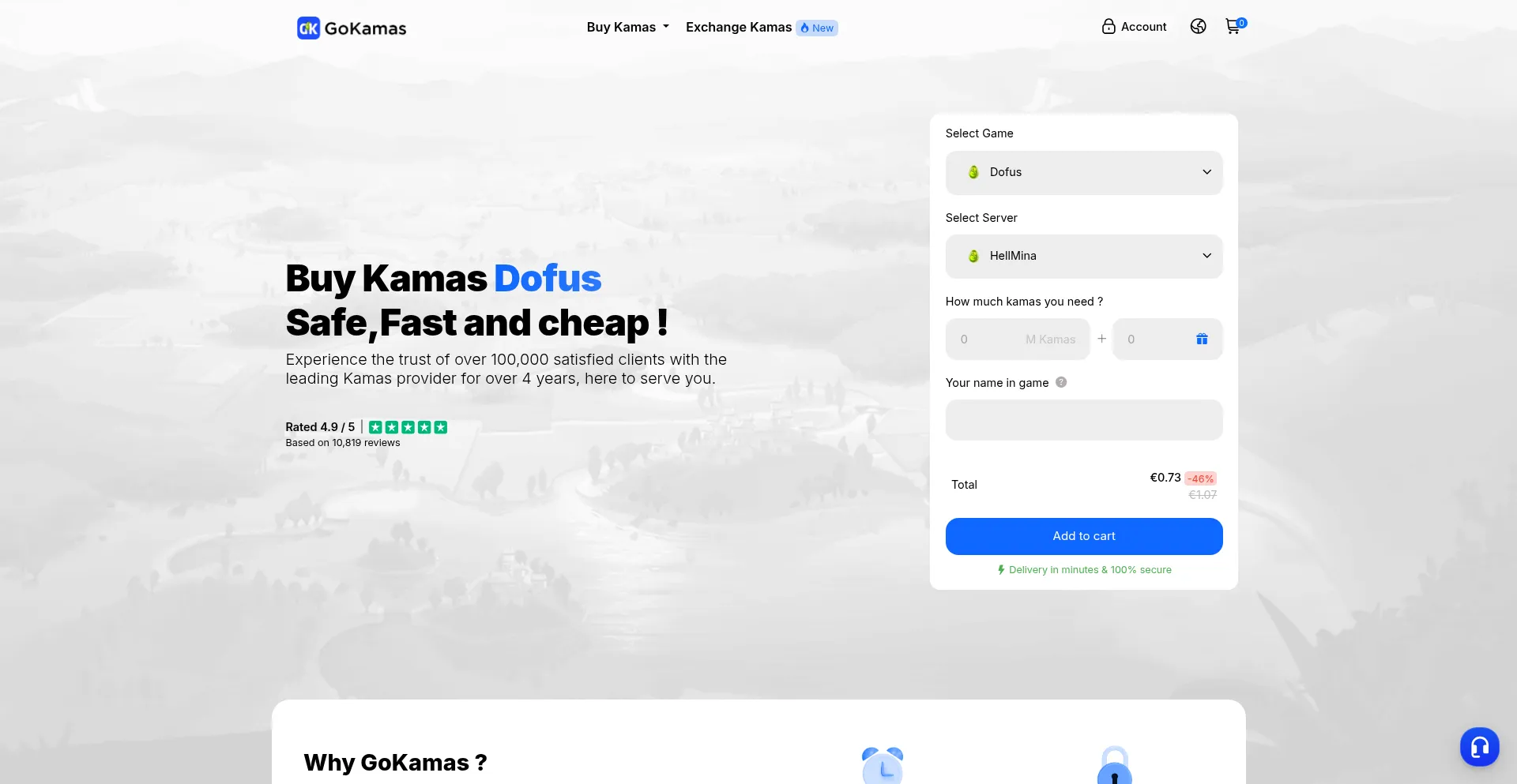 Website screenshot of Gokamas.com