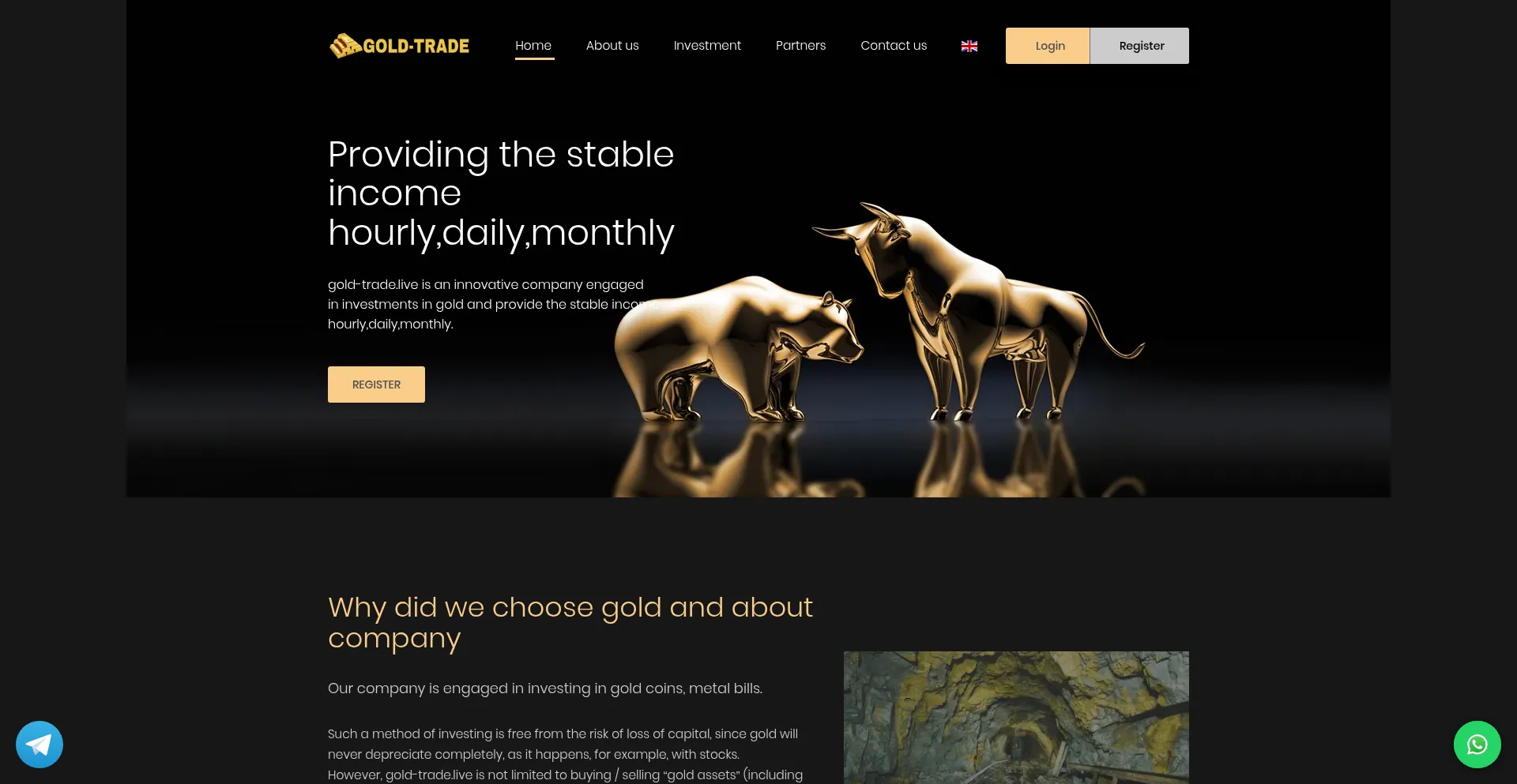 Website screenshot of Gold-trade.live
