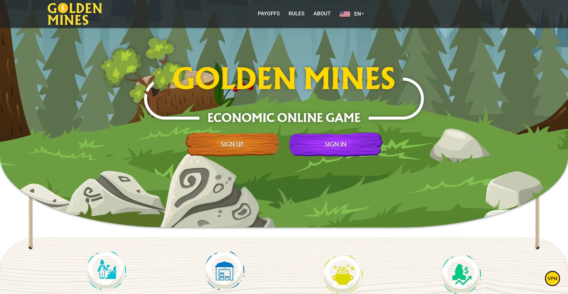Website screenshot of Golden-mines.lol