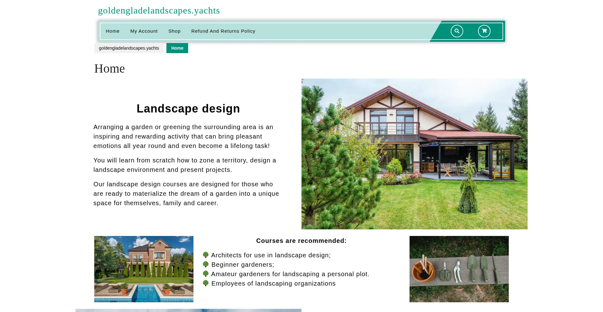 Website screenshot of Goldengladelandscapes.yachts