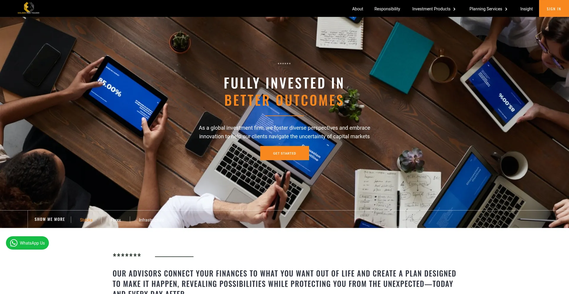 Website screenshot of Goldenprotrader.com