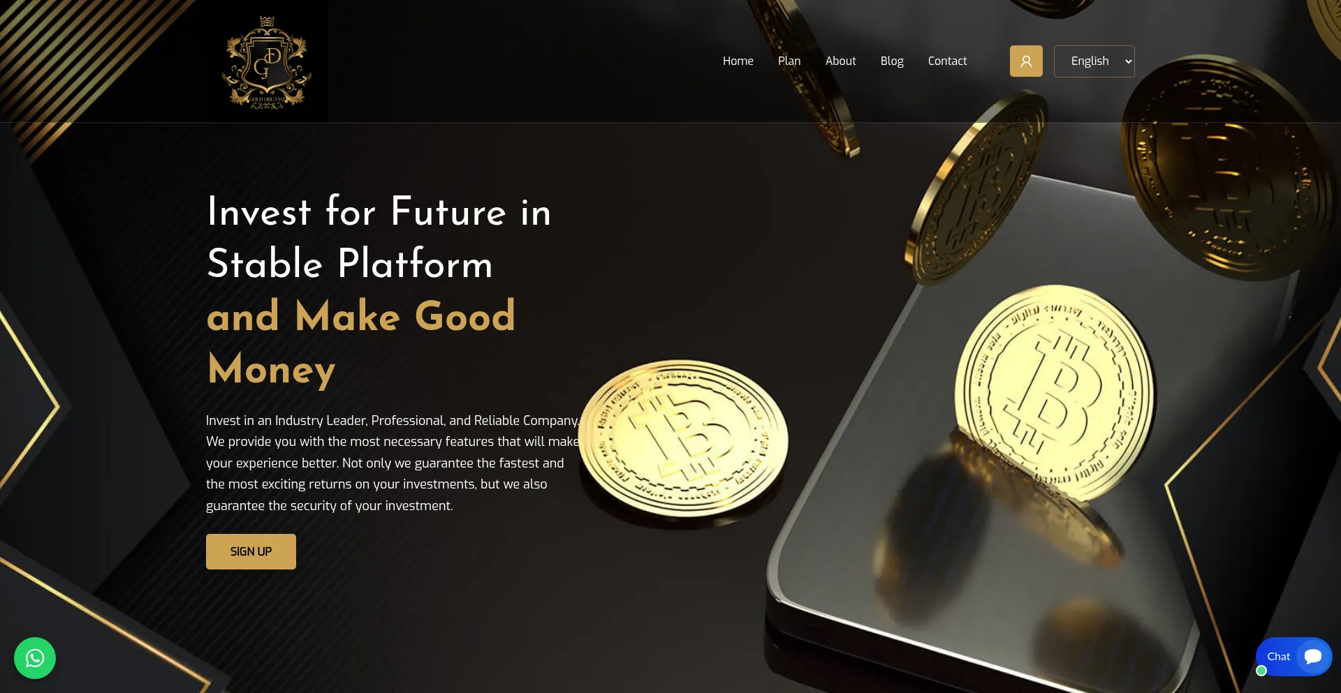 Website screenshot of Goldreamz.in