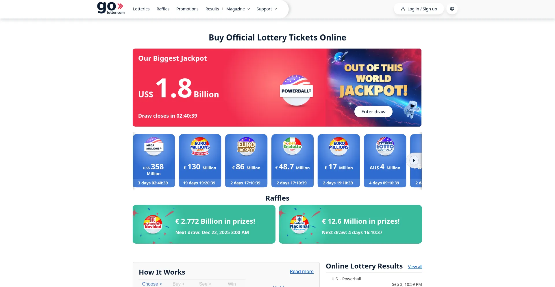 Website screenshot of Golotter.com