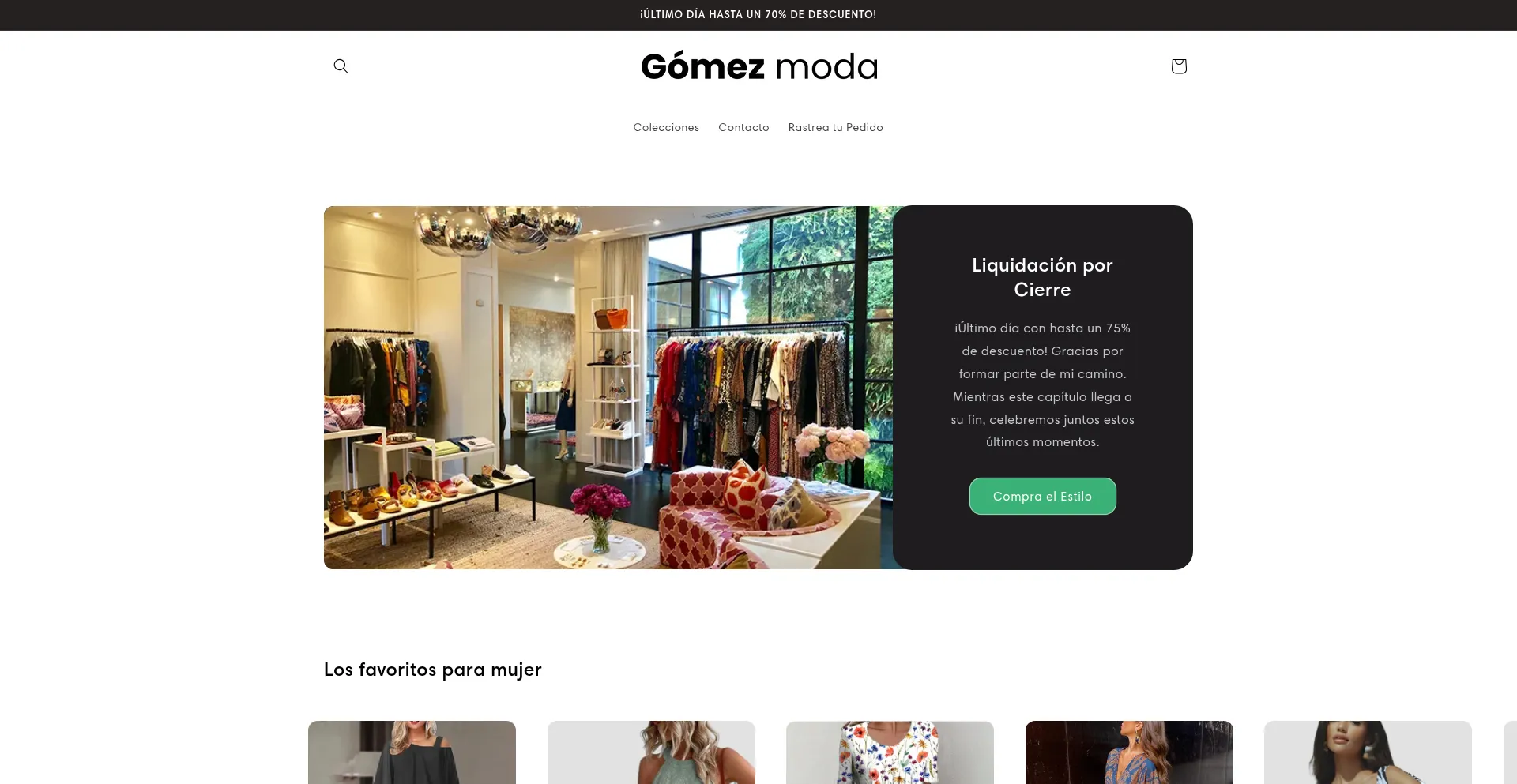 Website screenshot of Gomezmoda.com