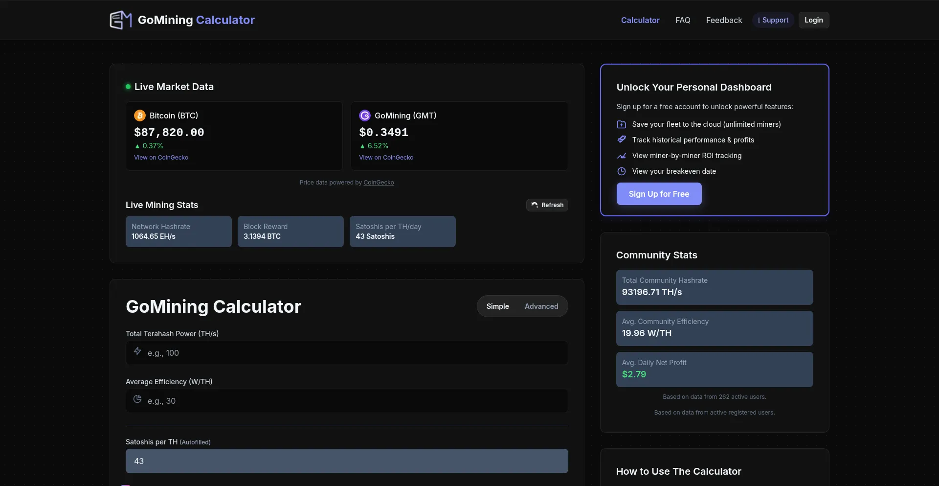 Gominingcalculator.com