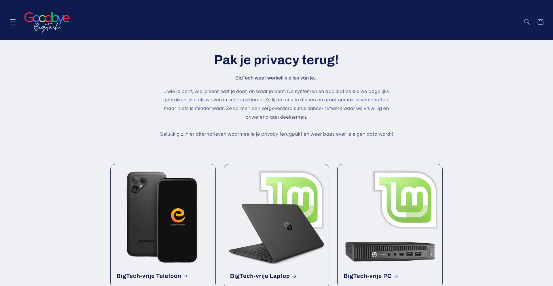 Goodbyebigtech.nl Screenshot