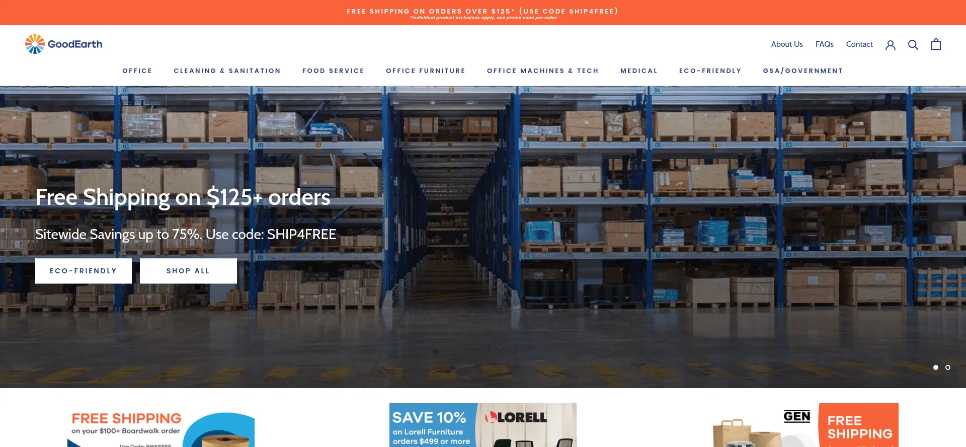 Website screenshot of Goodearthproducts.com