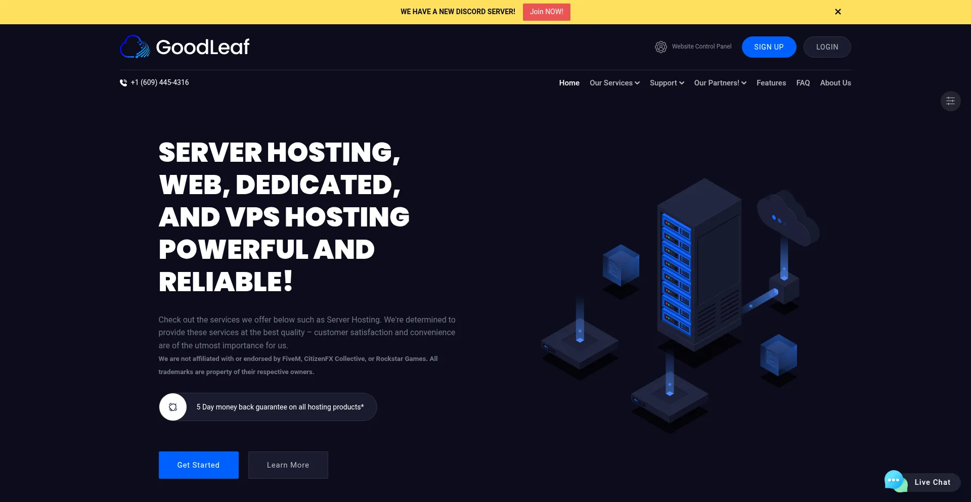 Website screenshot of Goodleafdev.com