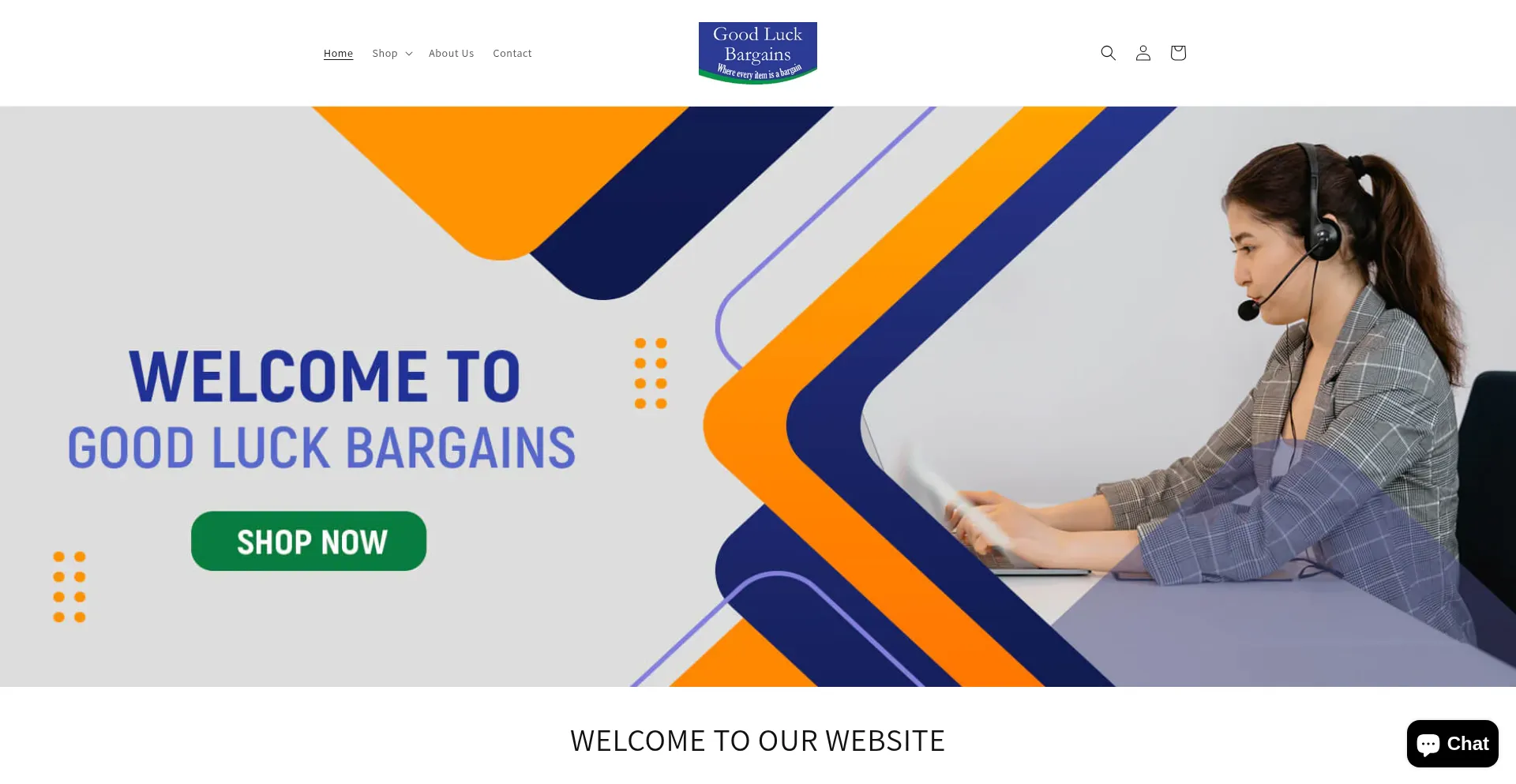 Website screenshot of Goodluckbargains.com