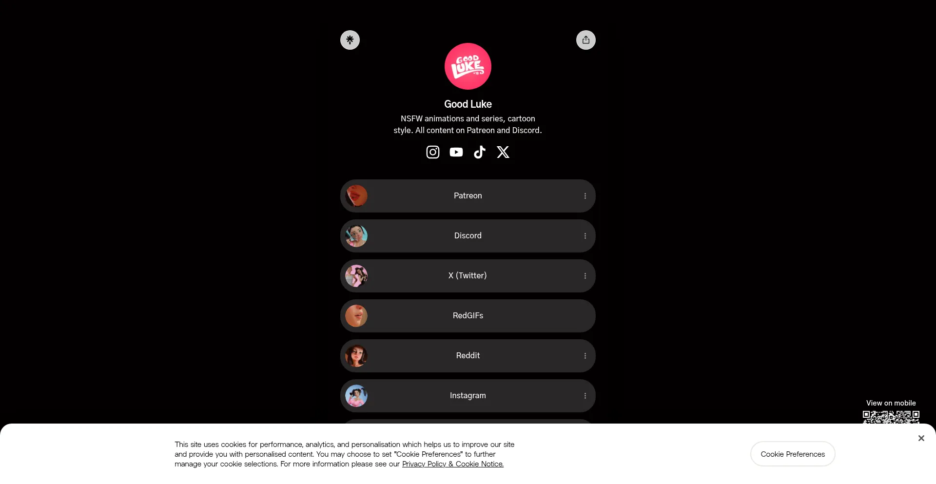 Website screenshot of Goodluke.club