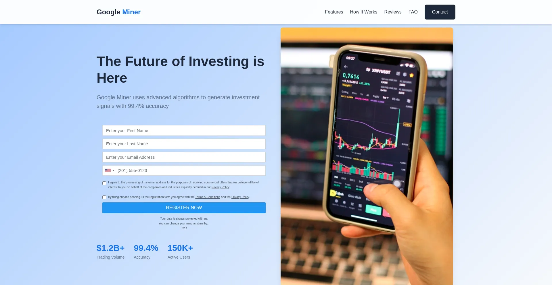 Website screenshot of Google-miner.com