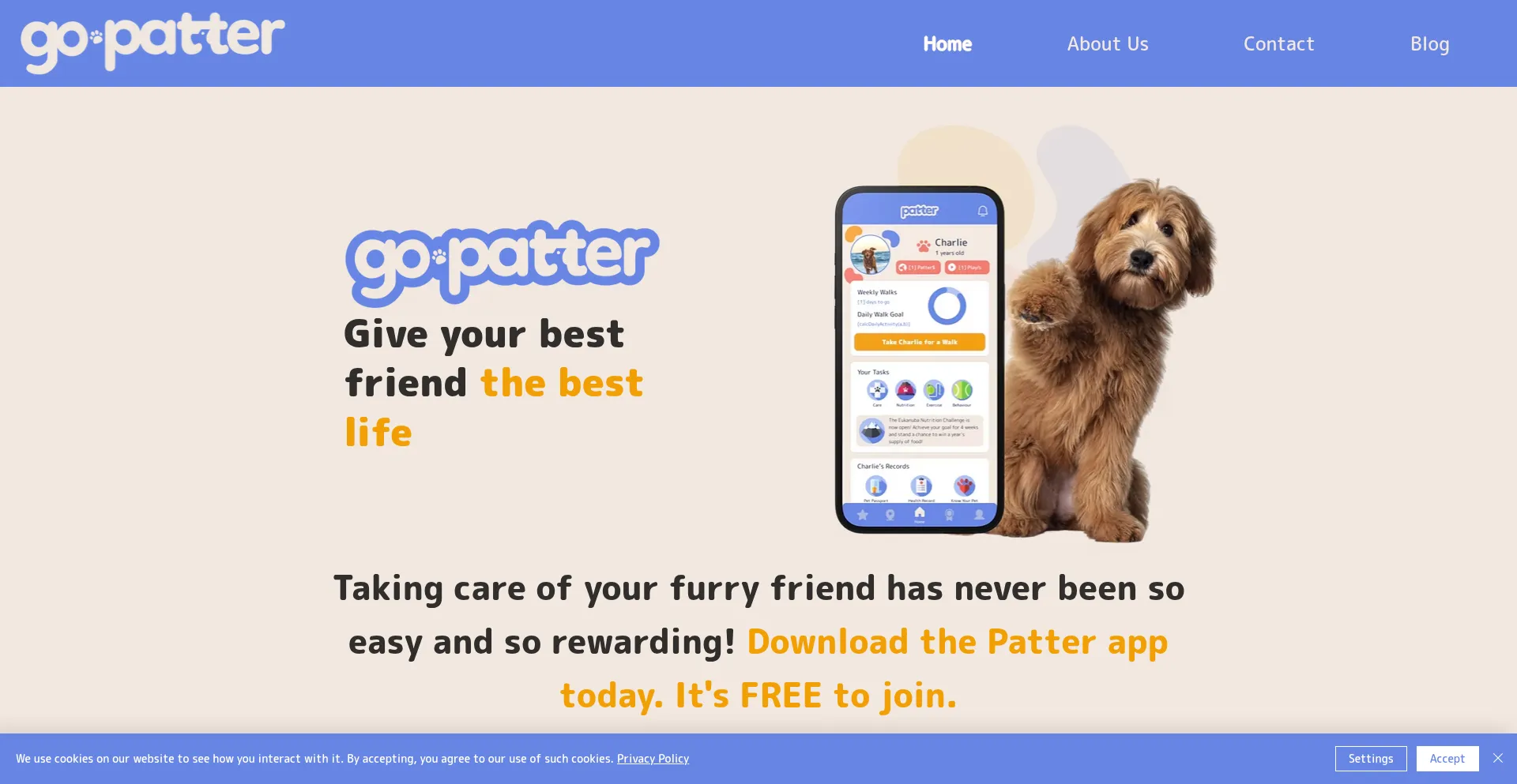 Website screenshot of Gopatter.com