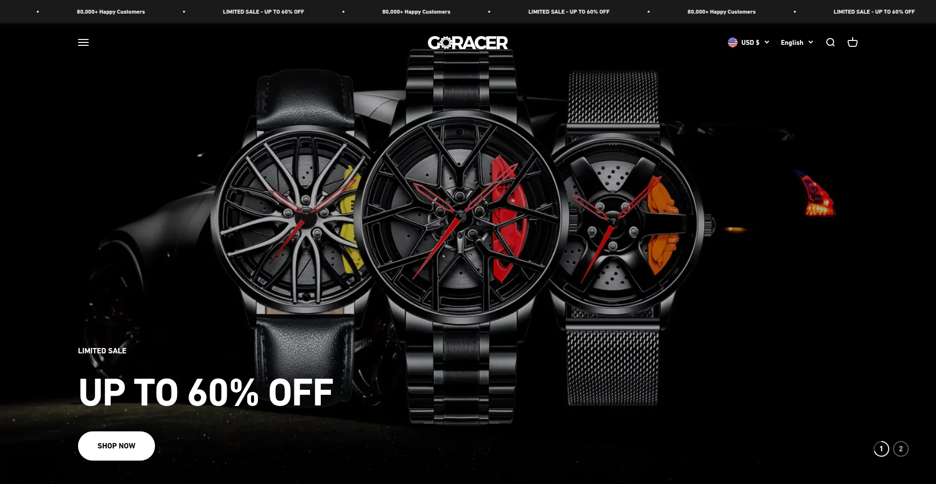 Website screenshot of Goracerwatches.com